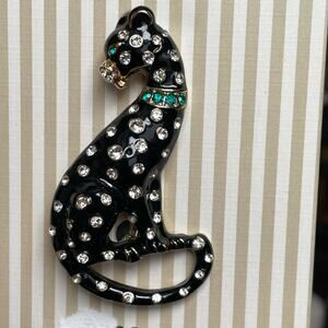 Piper K Black Panther Brooch Glass Rhinestones Hand Painted Cat Jewelry Pin NEW